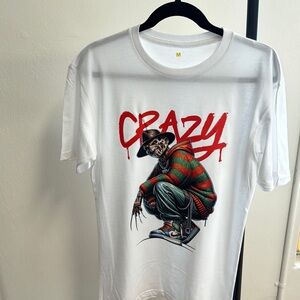 White Graphic T-Shirt with Red and Green Design